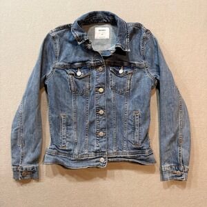 Old‎ Navy Classic Trucker Medium Wash Fitted Denim Jean Jacket Women XS